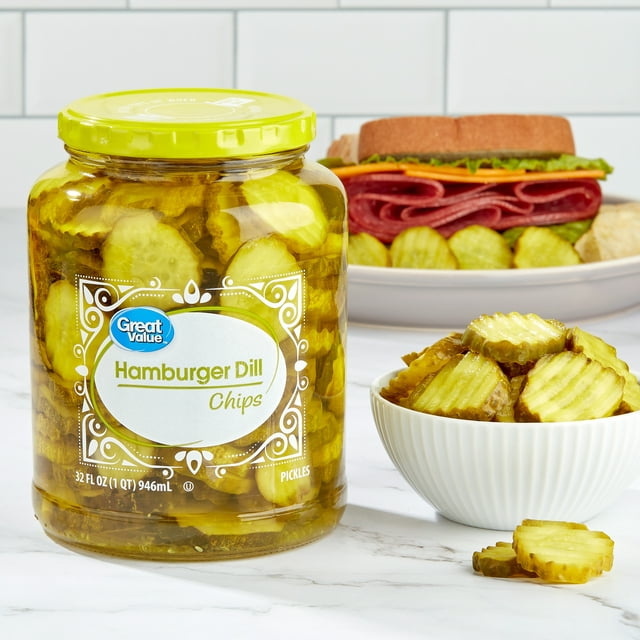 Great Value Hamburger Dill Chip Pickles, 32 fl oz