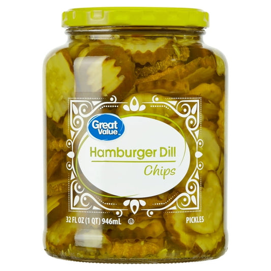 Great Value Hamburger Dill Chip Pickles, 32 fl oz